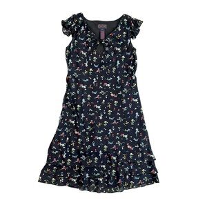 Vintage Ralph Ralph Lauren Y2K Floral Dress 90s Tiered Flutter Sleeve Whimsy